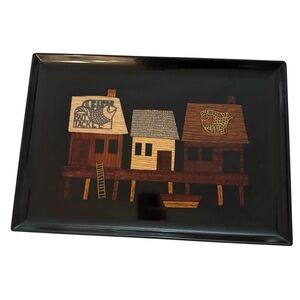 VINTAGE Courac Tray INLAID Fresh Fish Bait Fisherman Warf 15.5” X 10.5”